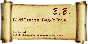 Blázsits Begónia névjegykártya